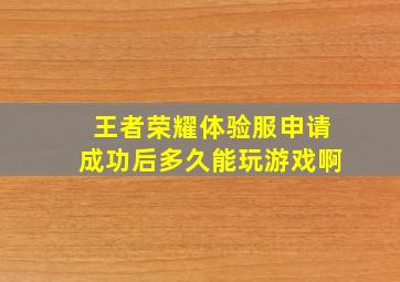 王者荣耀体验服申请成功后多久能玩游戏啊