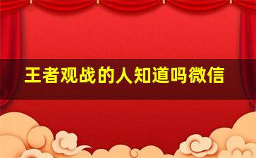 王者观战的人知道吗微信