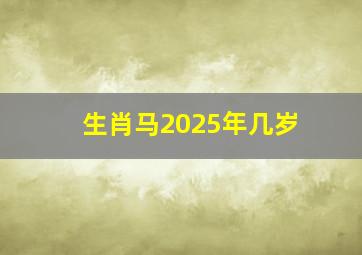 生肖马2025年几岁