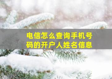 电信怎么查询手机号码的开户人姓名信息