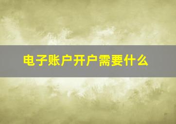 电子账户开户需要什么