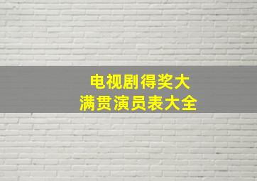 电视剧得奖大满贯演员表大全