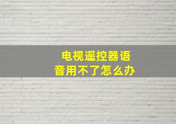 电视遥控器语音用不了怎么办