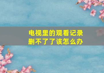 电视里的观看记录删不了了该怎么办