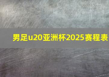 男足u20亚洲杯2025赛程表