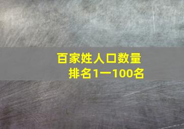 百家姓人口数量排名1一100名