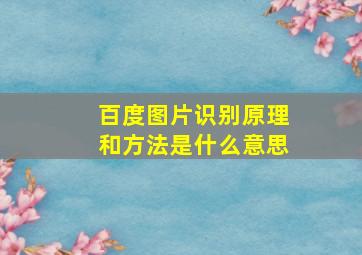 百度图片识别原理和方法是什么意思