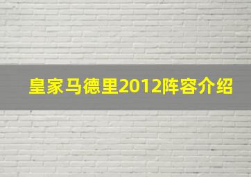 皇家马德里2012阵容介绍