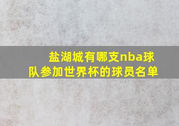 盐湖城有哪支nba球队参加世界杯的球员名单