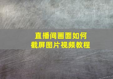 直播间画面如何截屏图片视频教程