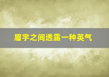 眉宇之间透露一种英气