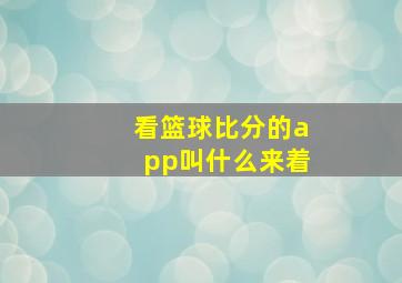 看篮球比分的app叫什么来着