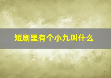 短剧里有个小九叫什么