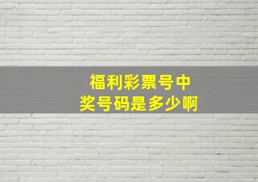 福利彩票号中奖号码是多少啊