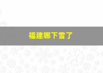 福建哪下雪了