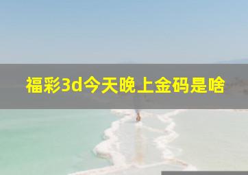 福彩3d今天晚上金码是啥