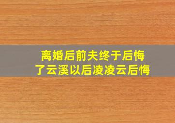 离婚后前夫终于后悔了云溪以后凌凌云后悔