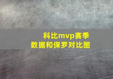 科比mvp赛季数据和保罗对比图