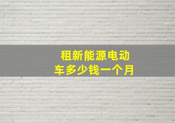 租新能源电动车多少钱一个月