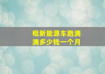 租新能源车跑滴滴多少钱一个月