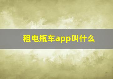 租电瓶车app叫什么