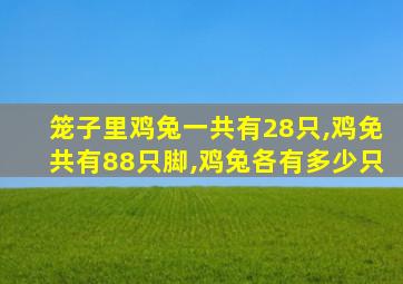 笼子里鸡兔一共有28只,鸡免共有88只脚,鸡兔各有多少只