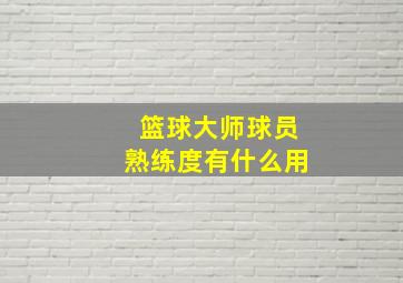 篮球大师球员熟练度有什么用