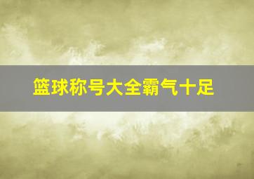 篮球称号大全霸气十足