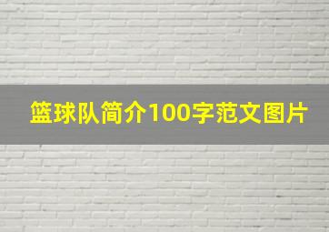 篮球队简介100字范文图片