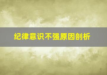 纪律意识不强原因剖析