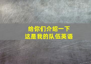 给你们介绍一下这是我的队伍英语