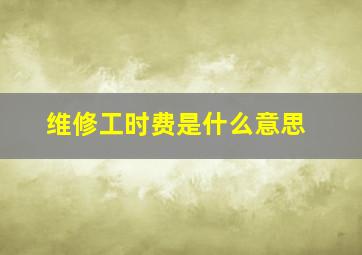 维修工时费是什么意思