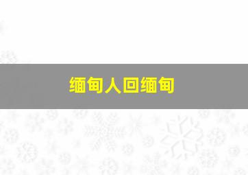 缅甸人回缅甸