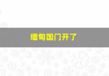 缅甸国门开了