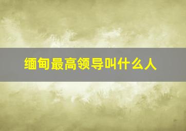 缅甸最高领导叫什么人