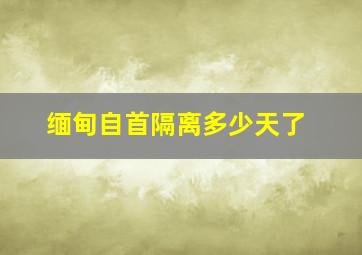 缅甸自首隔离多少天了