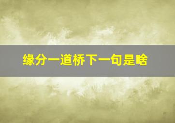 缘分一道桥下一句是啥