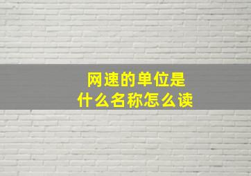 网速的单位是什么名称怎么读