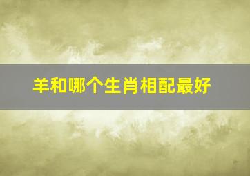 羊和哪个生肖相配最好