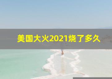 美国大火2021烧了多久