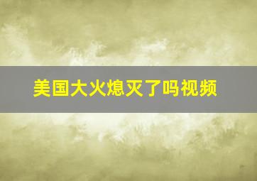 美国大火熄灭了吗视频