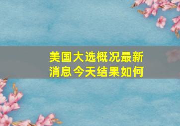 美国大选概况最新消息今天结果如何