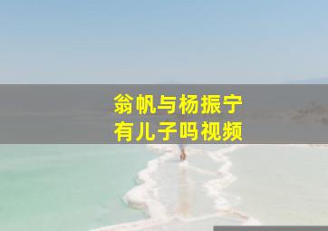 翁帆与杨振宁有儿子吗视频