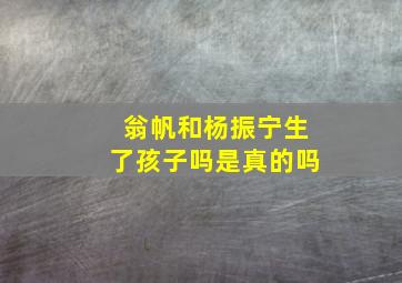 翁帆和杨振宁生了孩子吗是真的吗