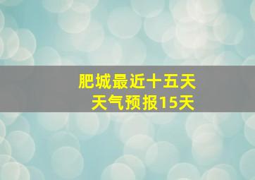 肥城最近十五天天气预报15天