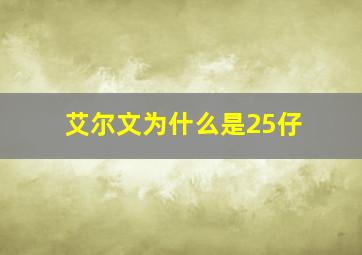 艾尔文为什么是25仔