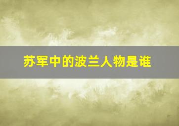 苏军中的波兰人物是谁