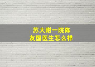 苏大附一院陈友国医生怎么样