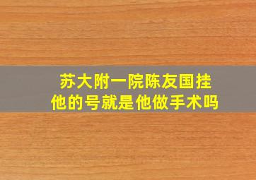 苏大附一院陈友国挂他的号就是他做手术吗