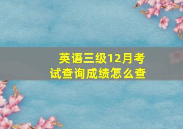 英语三级12月考试查询成绩怎么查